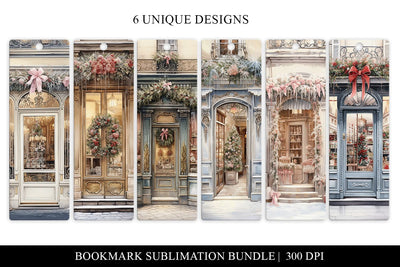 Printable Christmas Bookmarks Set, Vintage Christmas Shops Sublimation BijouBay 