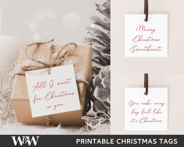 PRINTABLE Christmas Couples Gift Tag Bundle | Christmas Labels PDF JPG Digital Pattern Wood And Walt 