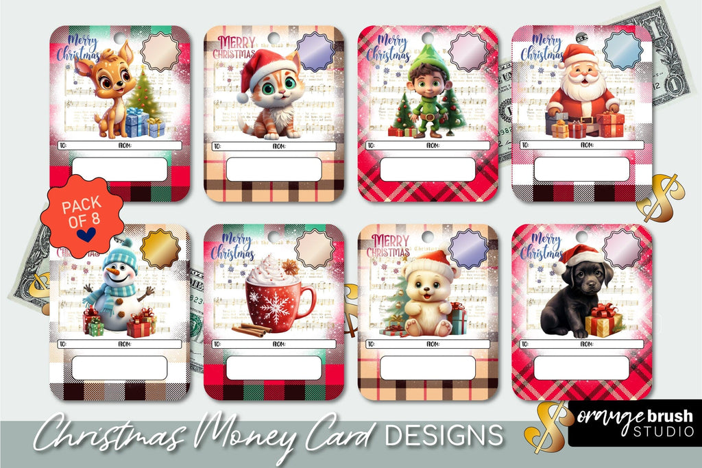 Printable Christmas Money Card Bundle. Money Card Holder PNG - So Fontsy