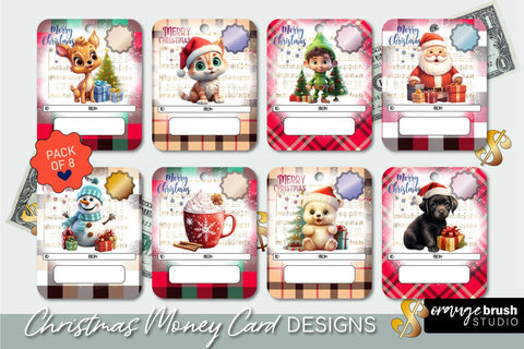 Printable Christmas Money Card Bundle. Money Card Holder PNG Sublimation OrangeBrushStudio 