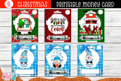 Printable Christmas Money Card Bundle SVG Cute files 
