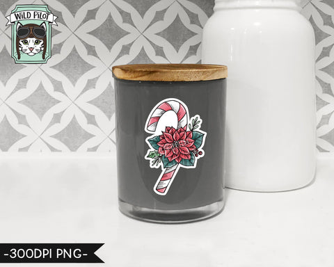 PRINTABLE Christmas Sticker files PNG file, Poinsettia Illustrations, Christmas Planner Sticker file, Candy Cane png, Stocking png, Coffee png, Tea png, Jar png Sublimation Wild Pilot 