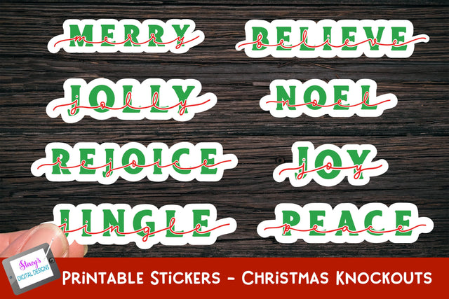 Printable Christmas Stickers - 8 Christmas Knockout Stickers SVG Stacy's Digital Designs 