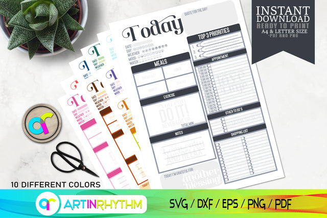 Printable daily planner SVG Artinrhythm shop 
