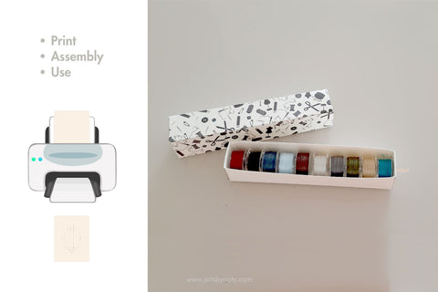 Printable DIY box template for sewing Bobbins. SVG Arts By Naty 