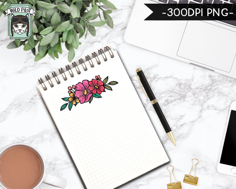 PRINTABLE Flower Sticker Files PNG file, Watercolor Flower ...