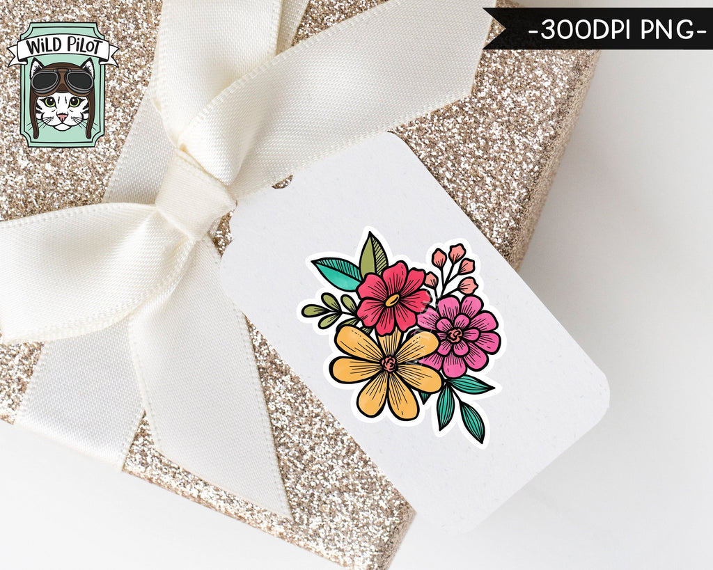 PRINTABLE Flower Sticker Files PNG file, Watercolor Flower ...