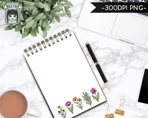 PRINTABLE Flower Sticker files PNG file, Watercolor Flower Illustrations, Planner Sticker file, Floral Stickers, Printable Sticker files Sublimation Wild Pilot 