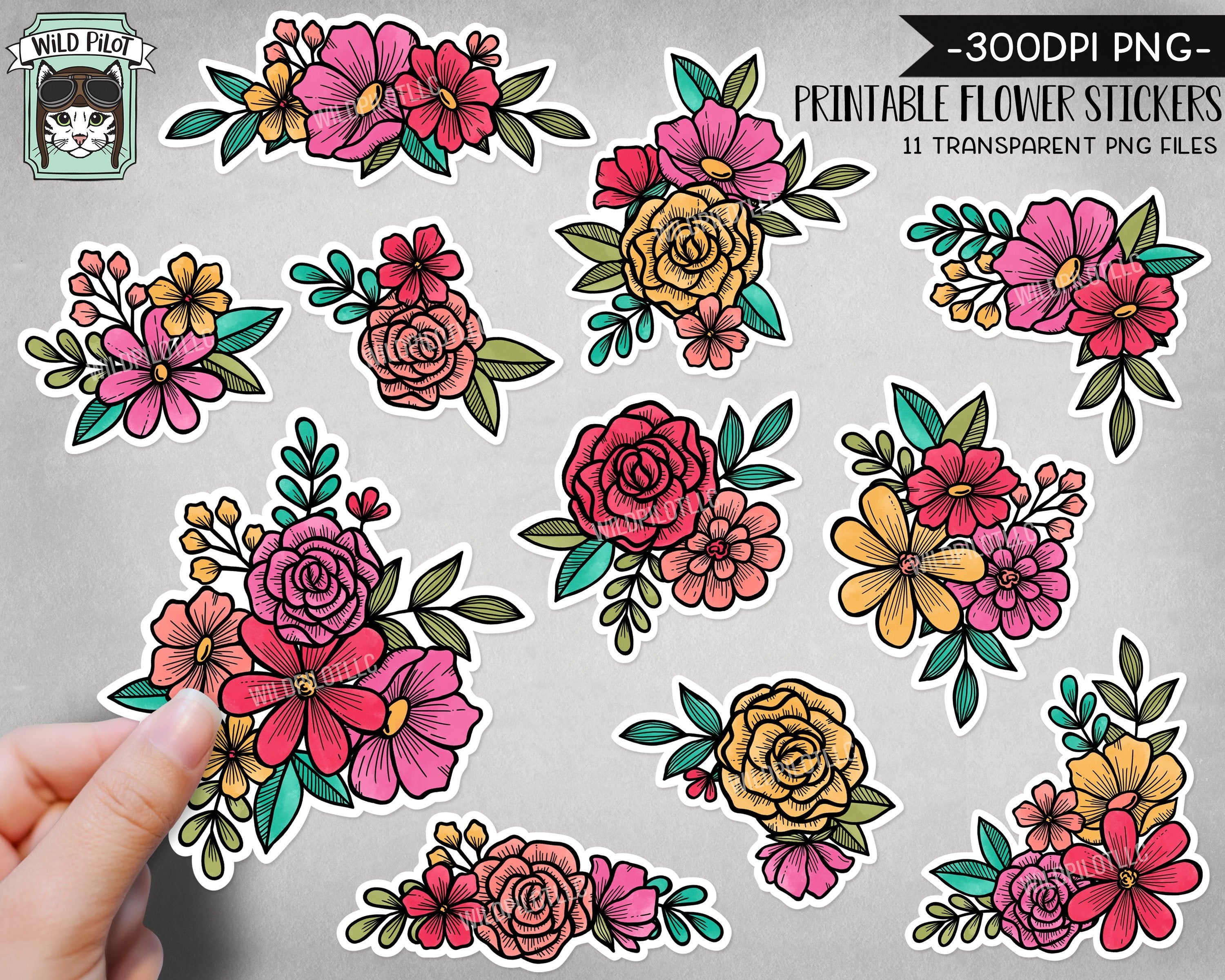 printable flower stickers