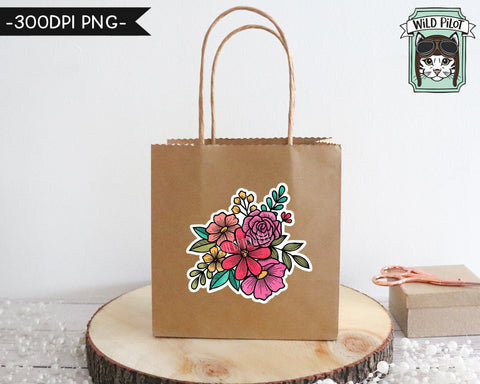 PRINTABLE Flower Sticker Files PNG file, Watercolor Flower Illustrations, Planner Sticker File, Floral Stickers, Printable Sticker Files Sublimation Wild Pilot 