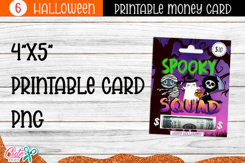 Printable Halloween Money Card Bundle SVG Cute files 