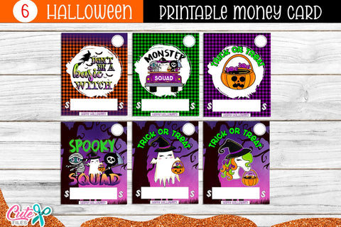 Printable Halloween Money Card Bundle SVG Cute files 