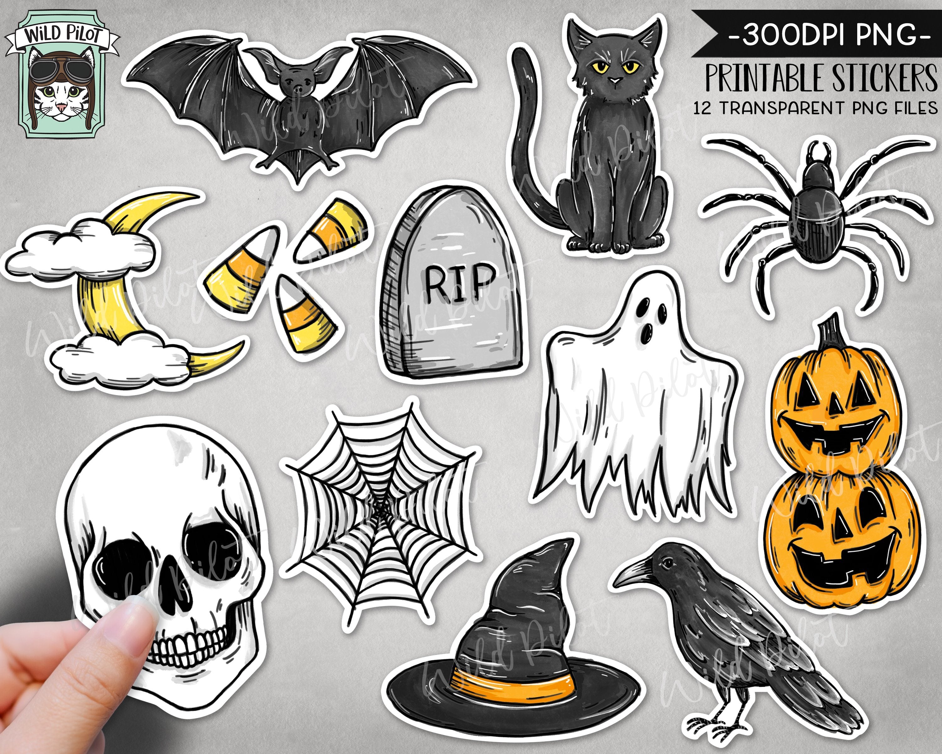 PRINTABLE Halloween Sticker files PNG file, Halloween Planner