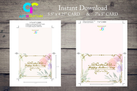 Printable Happy Mother's Day Card, Happy Mother's Day Card, Printable Mothers day note card template SVG Artinrhythm shop 