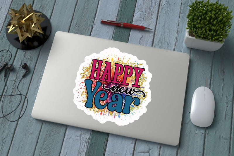 Printable Happy New Year Stickers Bundle - So Fontsy