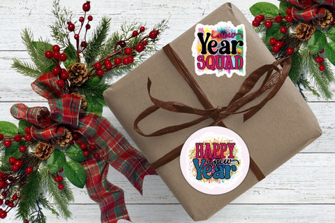 Printable Happy New Year Stickers Bundle Sublimation Regulrcrative 