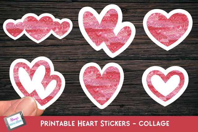 Printable Heart Stickers | Collage Valentine Stickers SVG Stacy's Digital Designs 