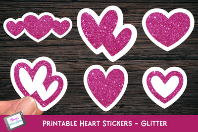 Printable Heart Stickers | Glitter Valentine Stickers SVG Stacy's Digital Designs 