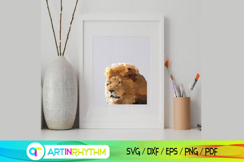 Printable lion polygon wall art SVG Artinrhythm shop 