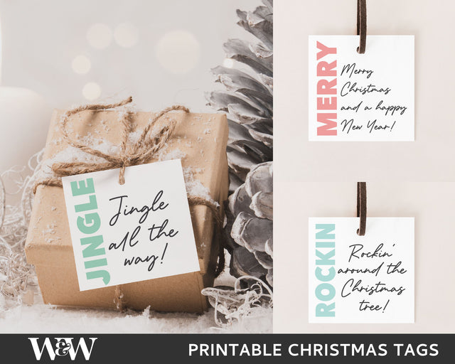 PRINTABLE Modern Christmas Tag Bundle | Christmas Gift Tags Digital Pattern Wood And Walt 