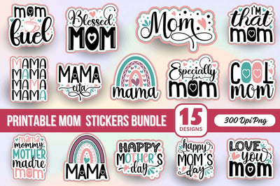 Printable Mom Stickers Bundle Sublimation Regulrcrative 
