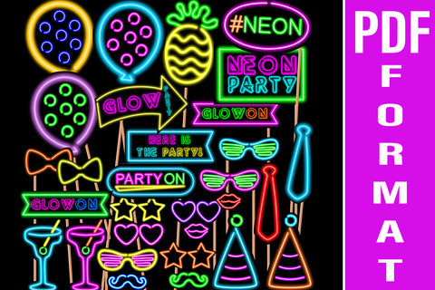 PRINTABLE Neon Signs Photo Booth Props | 30 images 3D Paper Marlene Campos 