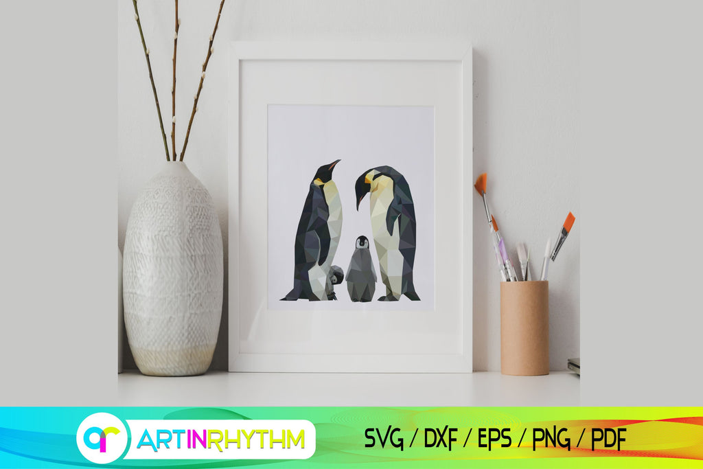 Printable penguin polygon wall art - So Fontsy