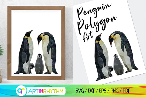 Printable penguin polygon wall art SVG Artinrhythm shop 