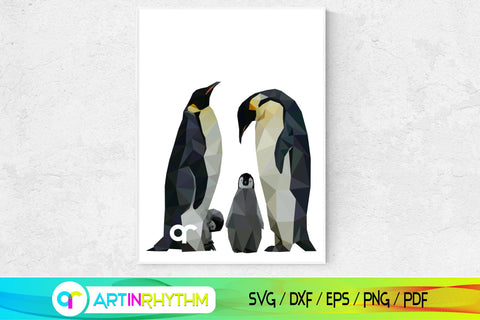 Printable penguin polygon wall art SVG Artinrhythm shop 