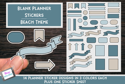 Printable Planner Stickers - Blank - Beach Theme Colors SVG Stacy's Digital Designs 