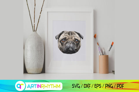 Printable puggy dog polygon wall art SVG Artinrhythm shop 