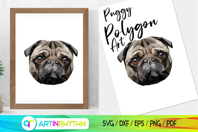 Printable puggy dog polygon wall art SVG Artinrhythm shop 