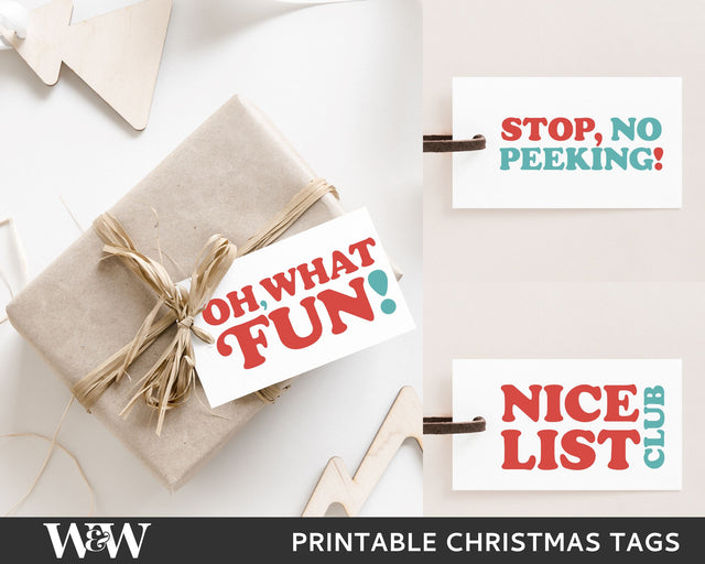 PRINTABLE Retro Christmas Tags | Christmas Tag Bundle Digital Pattern Wood And Walt 