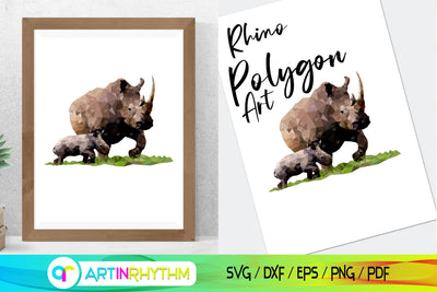 Printable rhinoceros polygon wall art Sublimation Artinrhythm shop 