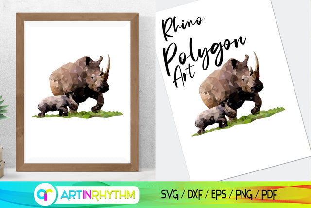 Printable rhinoceros polygon wall art Sublimation Artinrhythm shop 