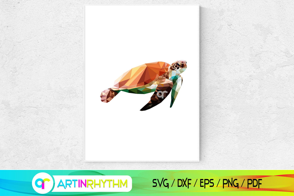 Printable sea turtle polygon wall art - So Fontsy