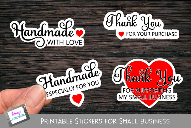 Printable Small Business Stickers - Handmade and Thank you SVG Stacy's Digital Designs 