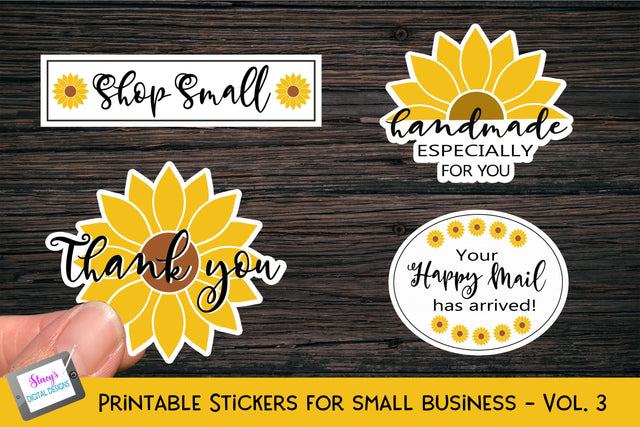 Printable Small Business Stickers Vol 3 - Sunflowers SVG Stacy's Digital Designs 