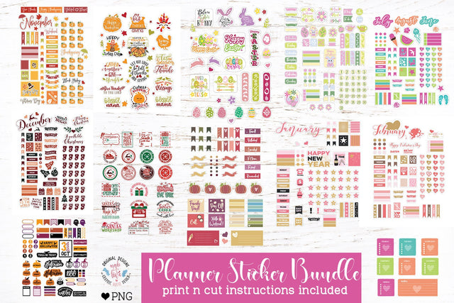 Printable Stickers Bundle, Print n Cut Planner Stickers, Cricut Stickers, Silhouette Stickers Sublimation Graphic House Design 