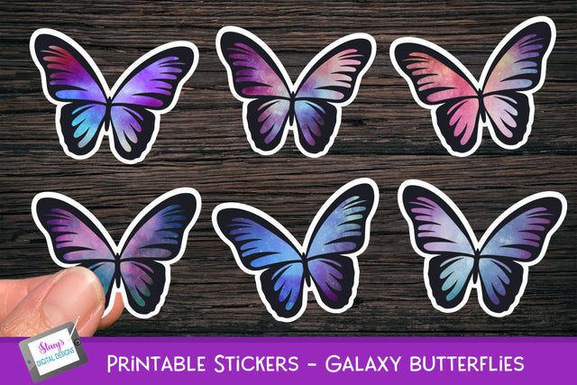 Printable Stickers - Butterfly Stickers - Galaxy Butterflies SVG Stacy's Digital Designs 