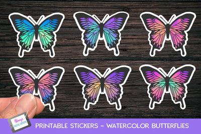 Printable Stickers - Butterfly Stickers - Watercolor SVG Stacy's Digital Designs 