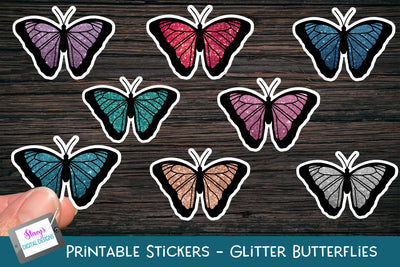 Printable Stickers - Glitter Butterfly Stickers SVG Stacy's Digital Designs 