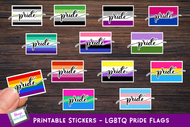 Printable Stickers - LGBTQ Pride Flag Sticker Bundle SVG Stacy's Digital Designs 