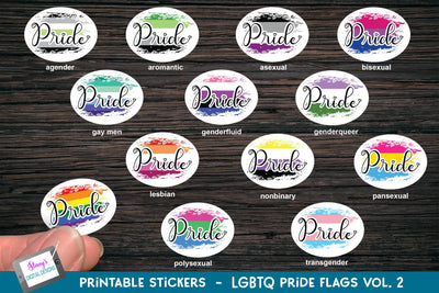 Printable Stickers - LGBTQ Pride Flag Sticker Bundle -Vol. 2 SVG Stacy's Digital Designs 