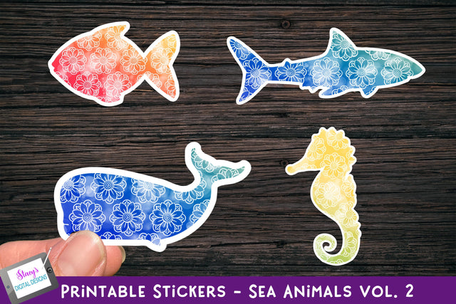 Printable Stickers - Sea Animal Sticker Bundle Vol. 2 SVG Stacy's Digital Designs 