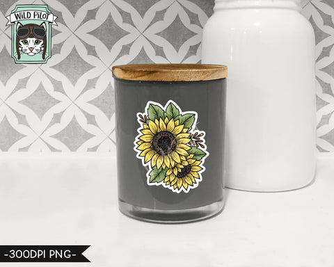 PRINTABLE Sunflower Sticker files PNG file, Sunflower Illustrations, Planner Sticker File, Cow Skull, Cowboy Hat, Horseshoe, Boots Digital SVG Wild Pilot 