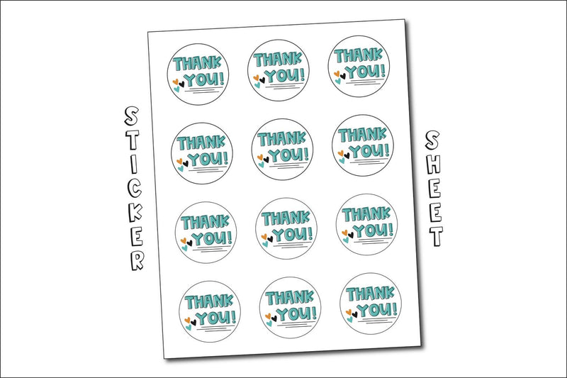 Printable Thank You Sticker Sheet - So Fontsy