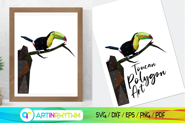 Printable toucan bird polygon wall art SVG Artinrhythm shop 