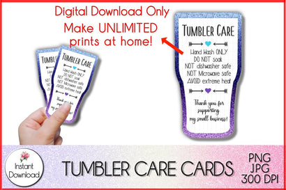 Printable Tumbler Care Card, Cup Wash Instructions SVG LaurelMagnoliaDesign 