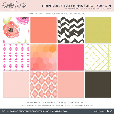 Printable Vinyl Patterns | Printable Backgrounds | My Year So Fontsy Design Shop 